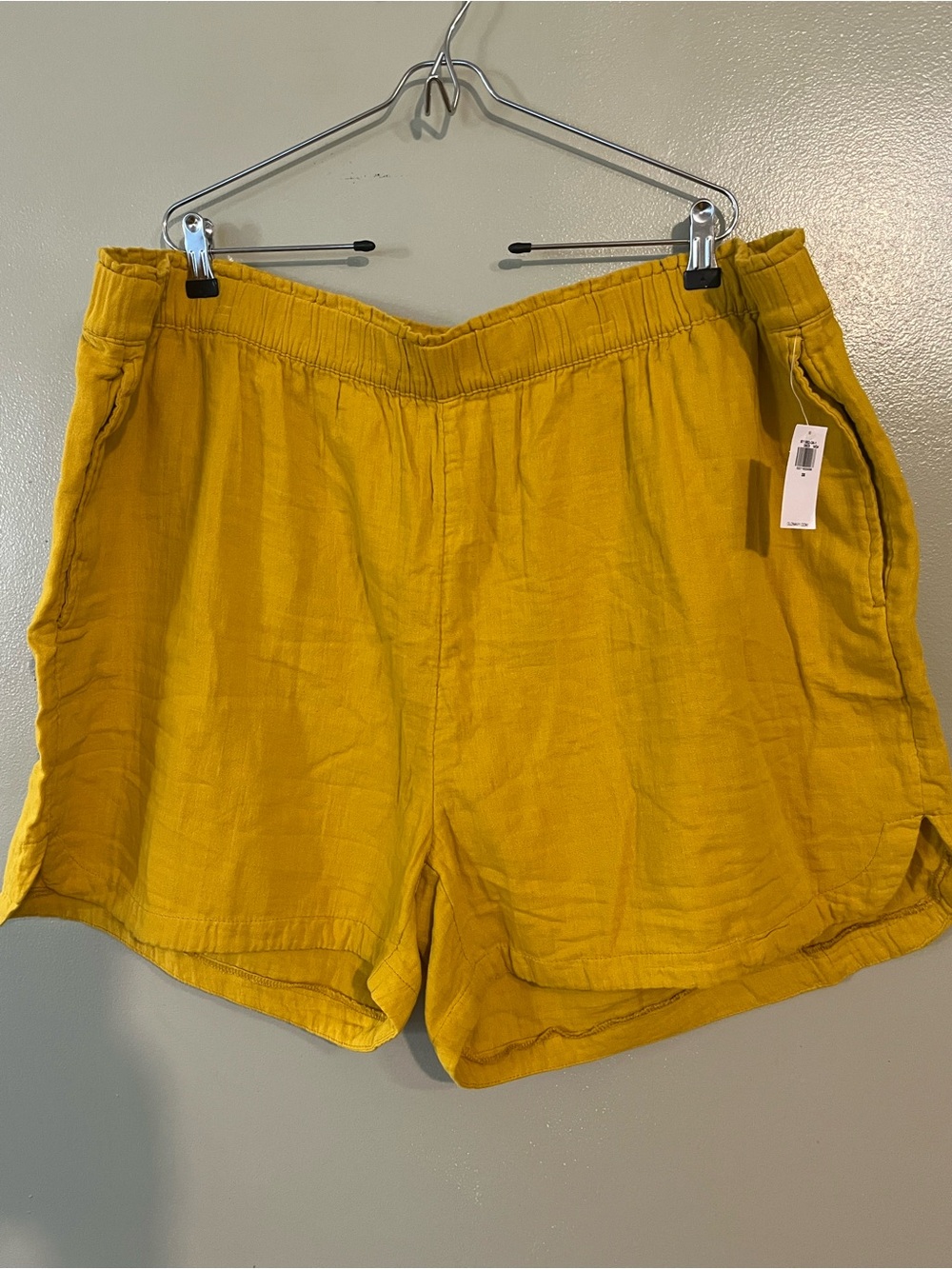 Old Navy Women's Relaxed Yellow Gauge Cotton Pull On Shorts 3X NWT